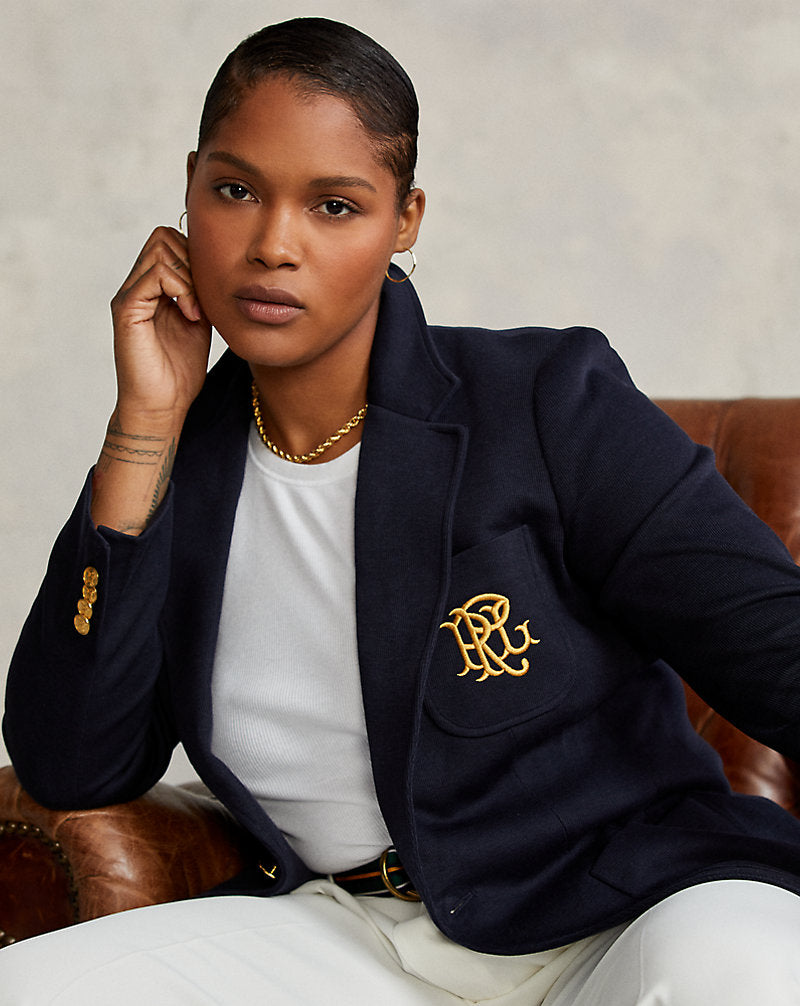 Double-Knit Jacquard Blazer Park Avenue Navy