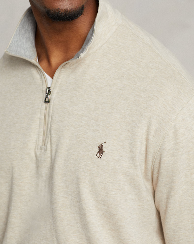 Luxury Jersey Quarter-Zip Pullover Expedition Dune Heather