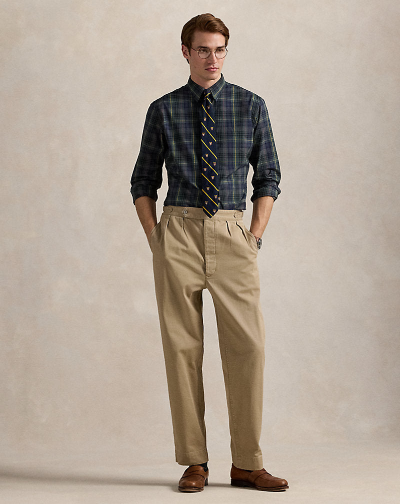 Custom Fit Plaid Poplin Shirt 5072 Forest/Red Multi