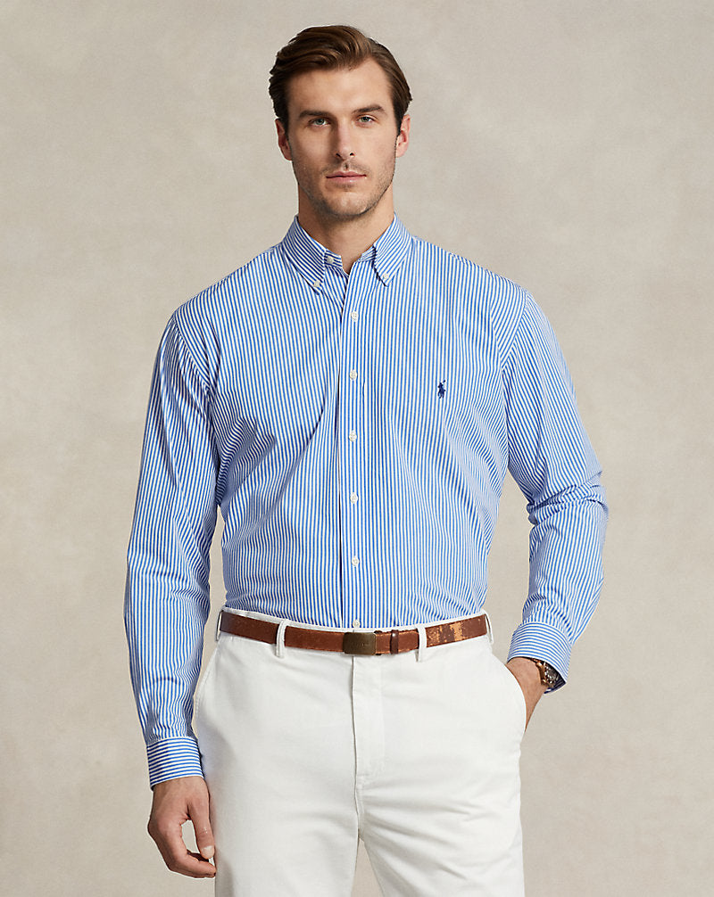Striped Stretch Poplin Shirt 4655h Light Blue/White