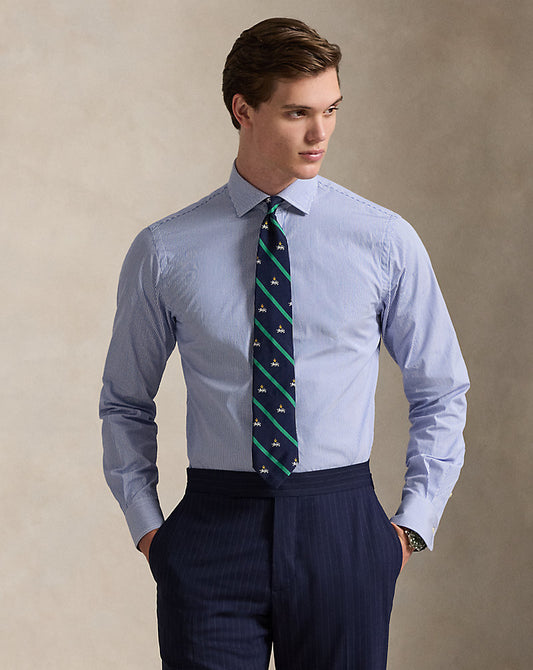 Custom Fit Striped Poplin Shirt Carolina Blue/White