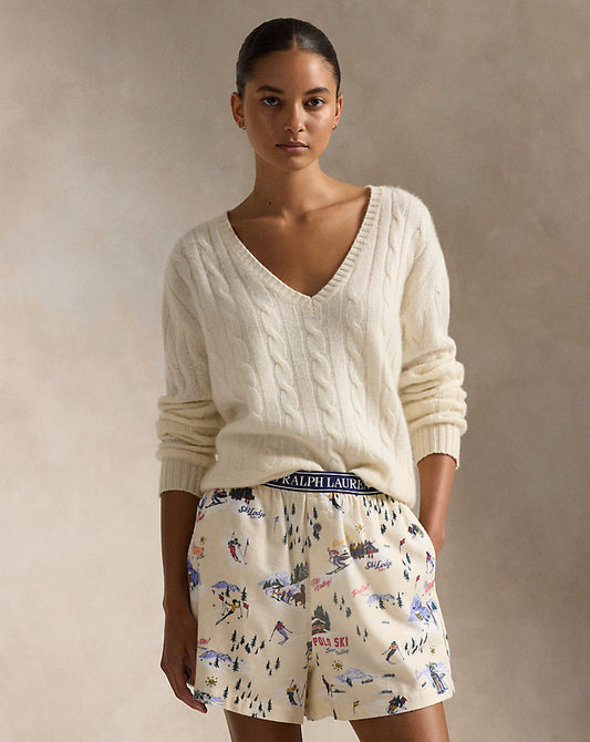 Ski-Motif Cotton Boxer Ski Slp Prnt