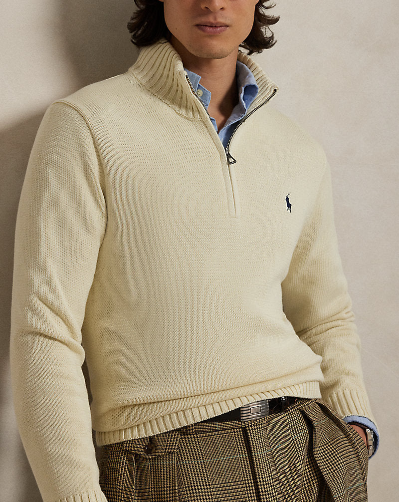 Cotton Quarter-Zip Jumper Andover Cream